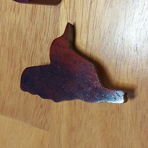 Carved Wood Hummingbird Brooch Pin Boho